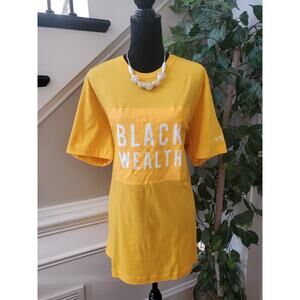 Swarthy Mystic Women's Yellow 100% Cotton Crew Neck Black Wealth T Shirt Top